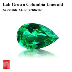 Lab Grown Colombia Emerald Pear Shape Green Color Top Gemstone for DIy Charms Jewelry Making Material Selectable Certificate