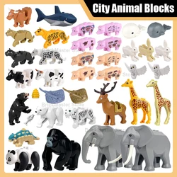 MOC City Animal Series Zoo Scene Accessories Building Blocks Tiger Panda Giraffe leopard whale Owl Ankylosaur DIY Bricks Gifts
