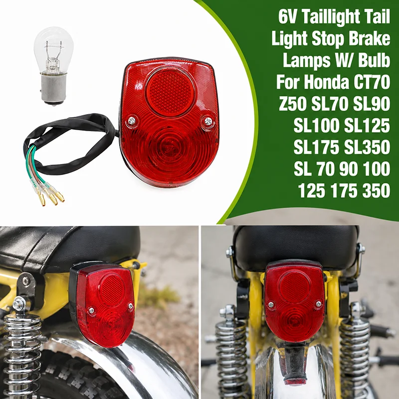6V Taillight Tail Light Stop Brake Lamps W/ Bulb For Honda CT70 Z50 SL70 SL90 SL100 SL125 SL175 SL350 SL 70 90 100 125 175 350