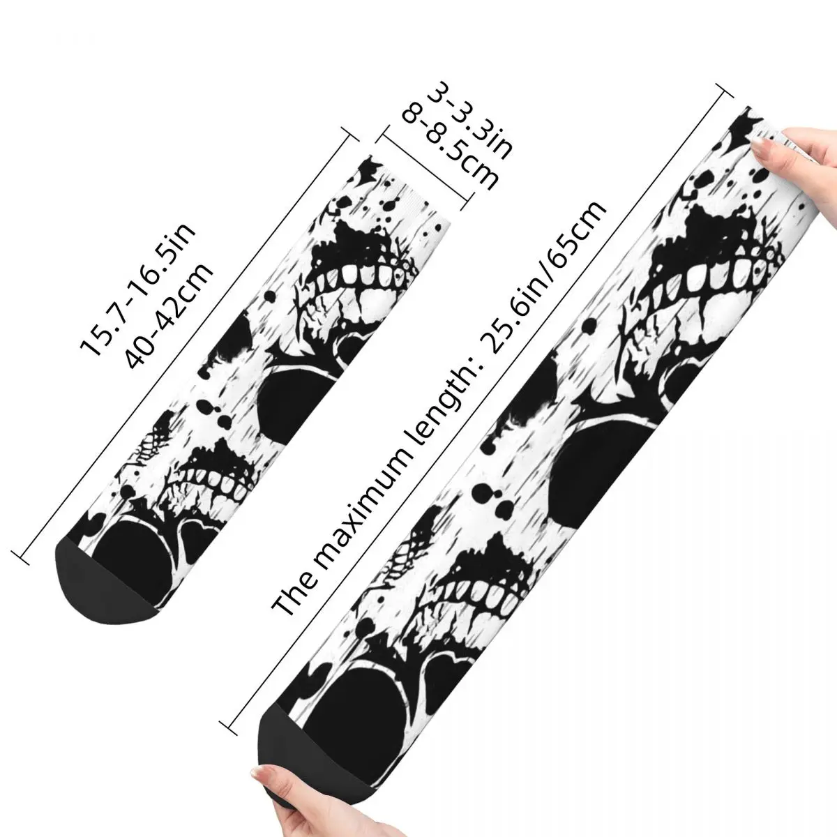 Hip Hop Vintage Grunge Crazy Men's Socks Skull Beanie Unisex Harajuku Seamless Printed Funny Novelty Happy Crew Sock Boys Gift