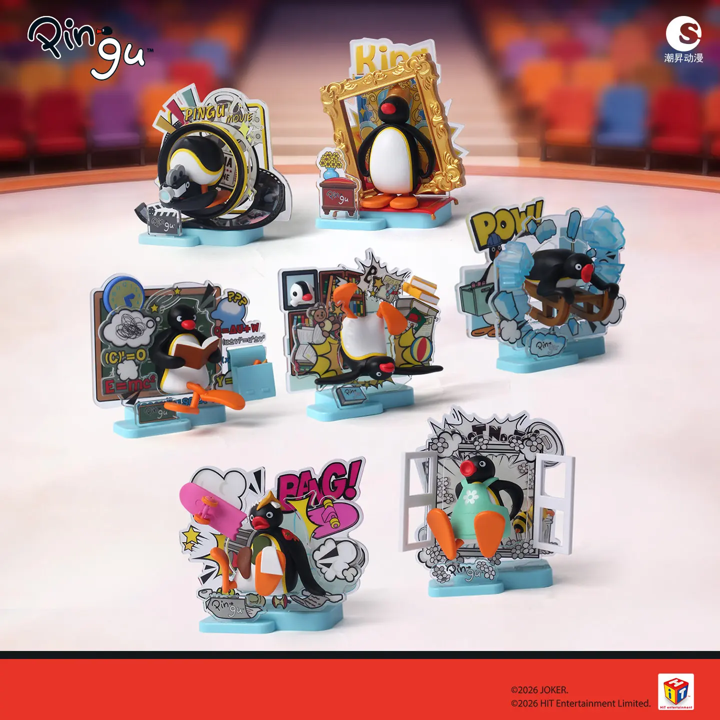 Trendysound Official Licensed Pingu Penguin Family Mini Theater Series Blind Box Anime Desktop Figure Ornament Doll Gift