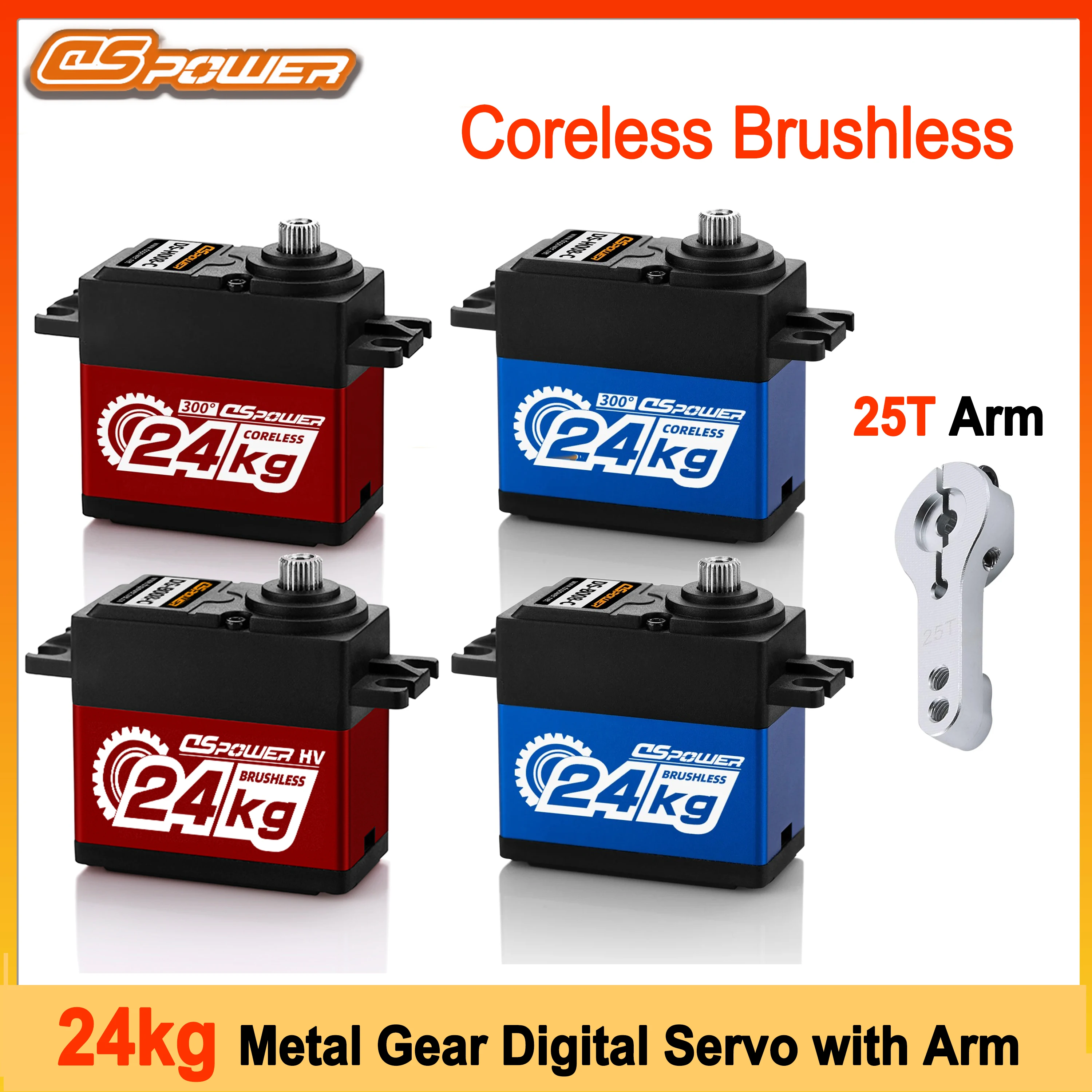 DSpower 24KG Coreless Borstelloze Metal Gear Waterdichte Digitale Servo's voor 1/8 1/10 RC Auto Crawler Robot Boot Vliegtuig TRX Speelgoed Onderdelen