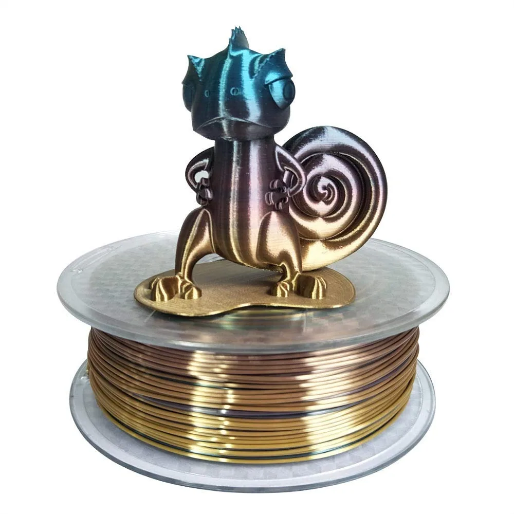 

Silk Rainbow PLA Filament 1.75mm 1KG, Multicolor 3D Printer Filament with Metallic Gradient Color, Random Color Changing 3D