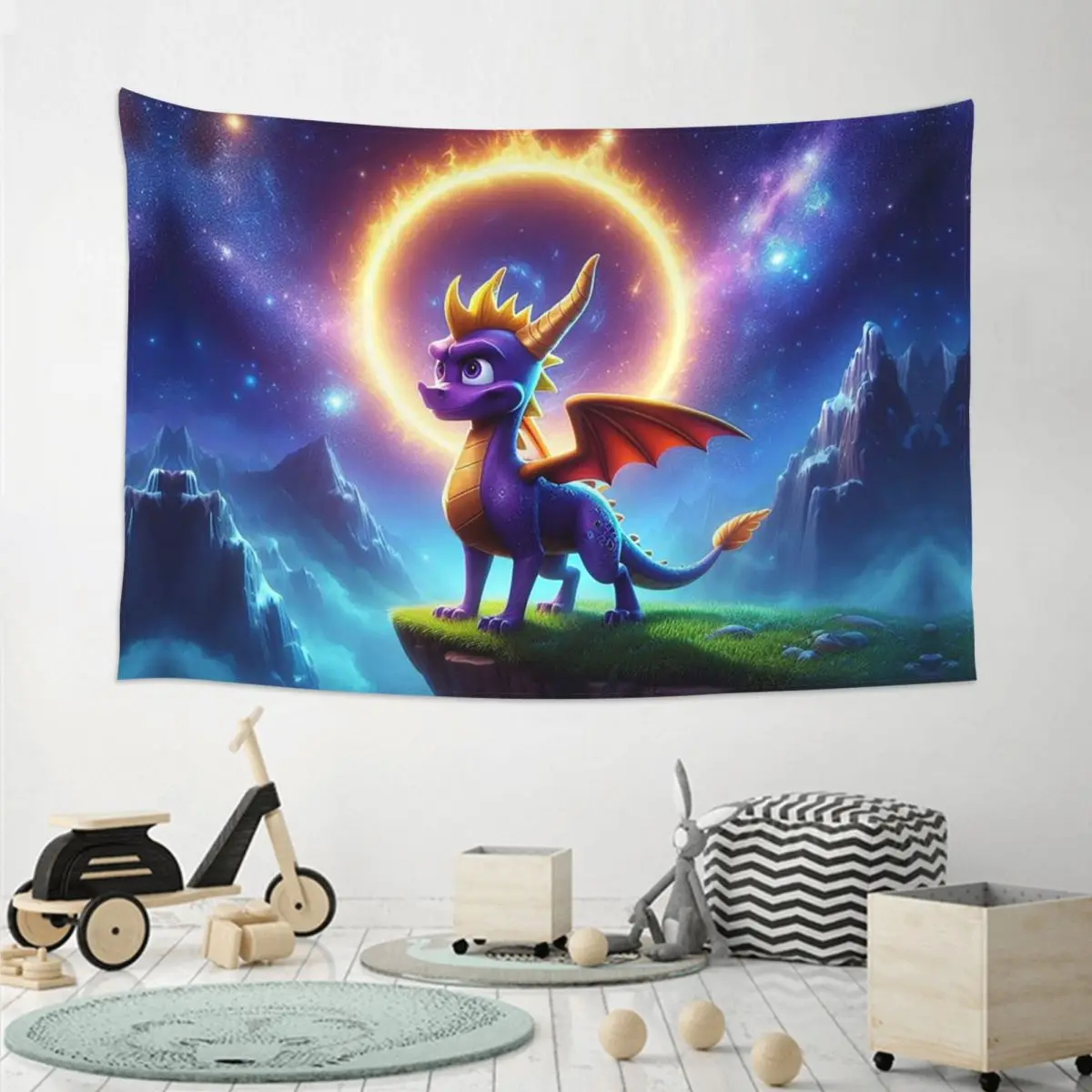 Ice Spyro Tapestry Art Wall Hanging Aesthetic Home Decor Tapestries for Living Room Bedroom Dorm Room