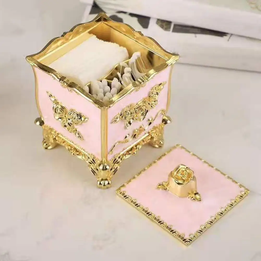 Attractive Cotton Swab Container European Style Long Lasting Charming Organizer Box Household Supplies