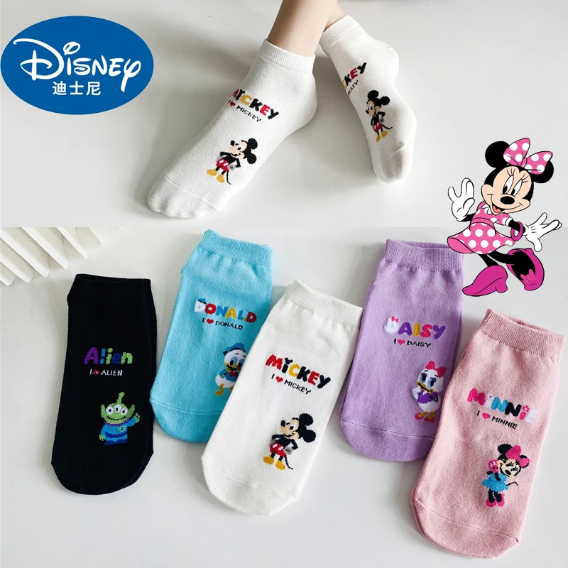 5 Paare neue Anime Disney Mickey Maus Socken Kawaii Minnie Fußkettchen Socken Cartoon Donald Ente Gänseblümchen Kinder Frau Socken Geschenke