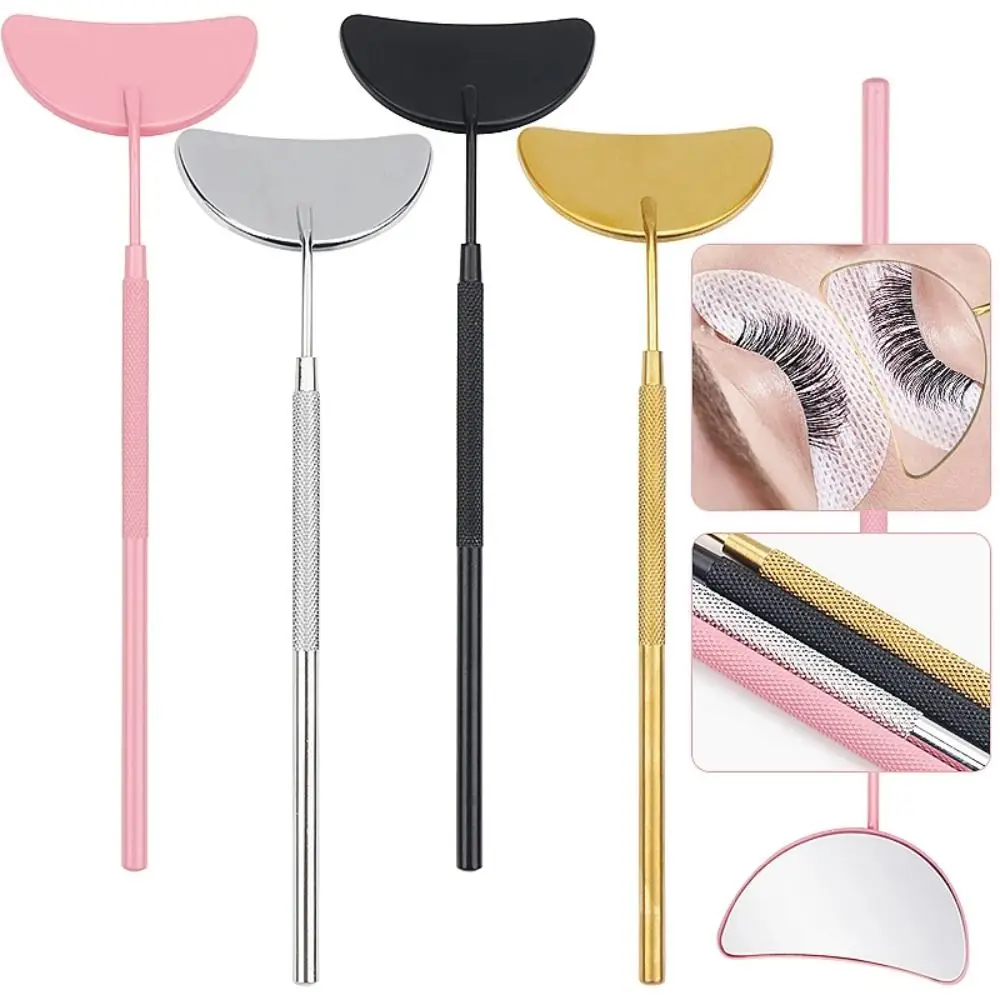 Checking False Lashes Eyelash Extension Mirror Semicircle Stainless Steel Long Hand Mirror Detachable Beauty Tool Accessories