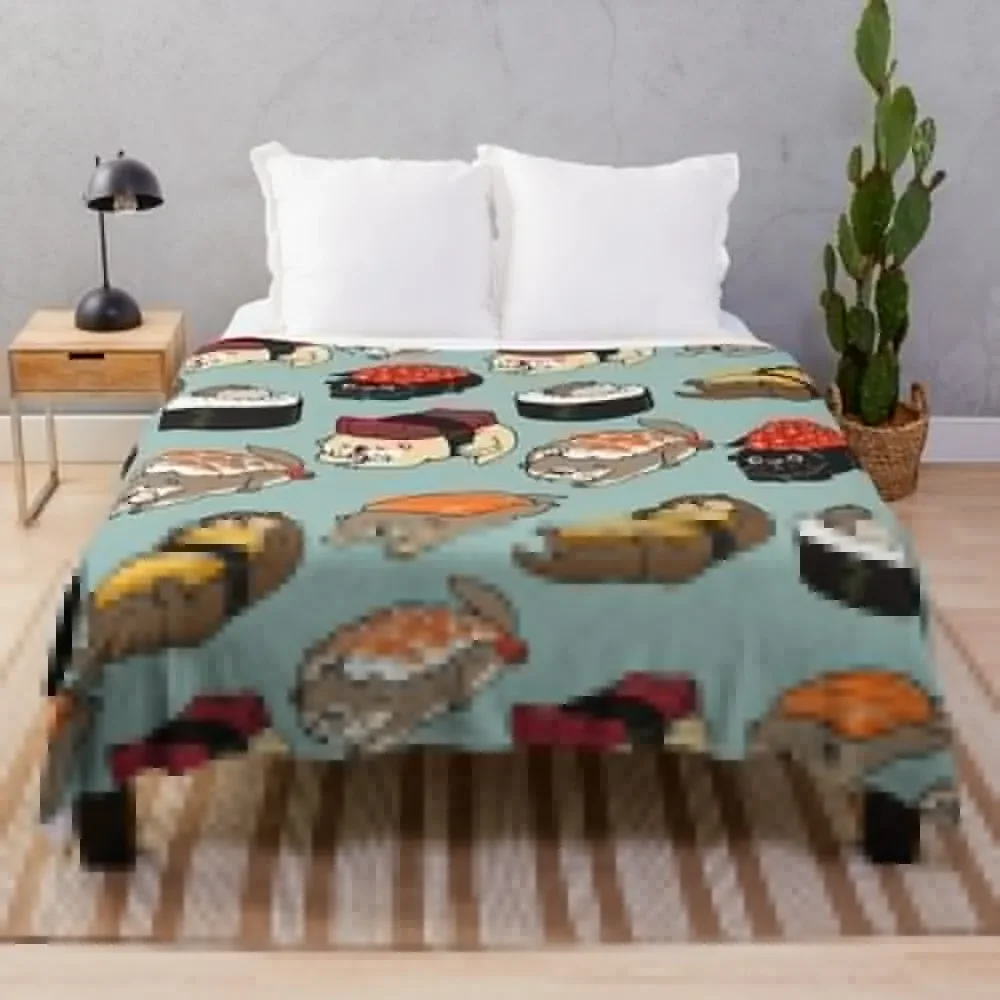 Sushi Otter Throw Blanket Weighted Soft Beds Blankets