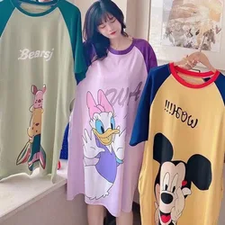 Kawaii Disney Kids Nightdress Cute Donald&Daisy Duck Mickey&Minnie Mouse Cartoon Pajamas Summer Short Sleeve Dress Homewear Gift