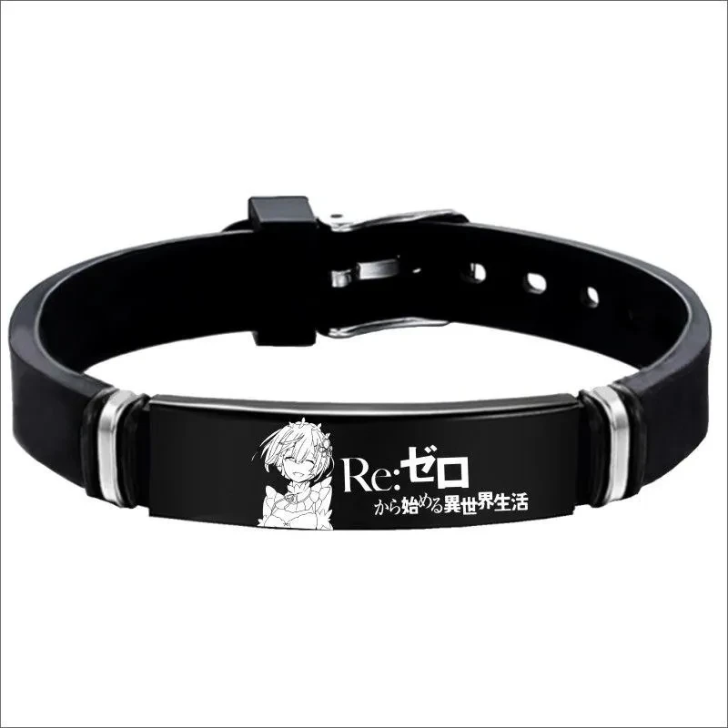 Re:Life In a Different World From Zero Bracelet Stainless Steel Laser Cartoon Character Logo Fashion Jewelry Bracelet