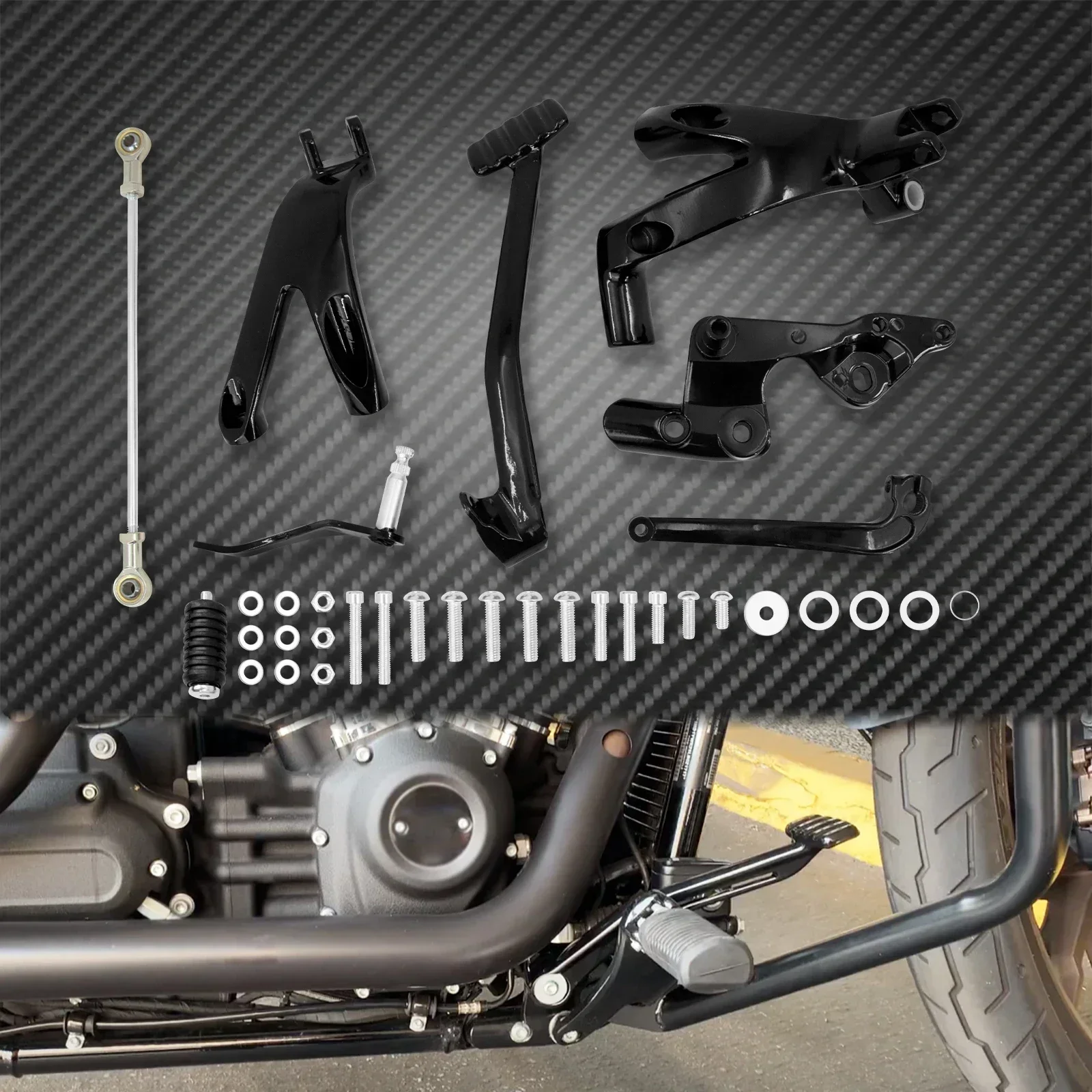 Motorfiets Forward Control Voetpedaal Kits Zwart Voor Harley Softail Low Rider FXLR Straat Bob FXBB FXLRS FXST Standaard 2018-2025