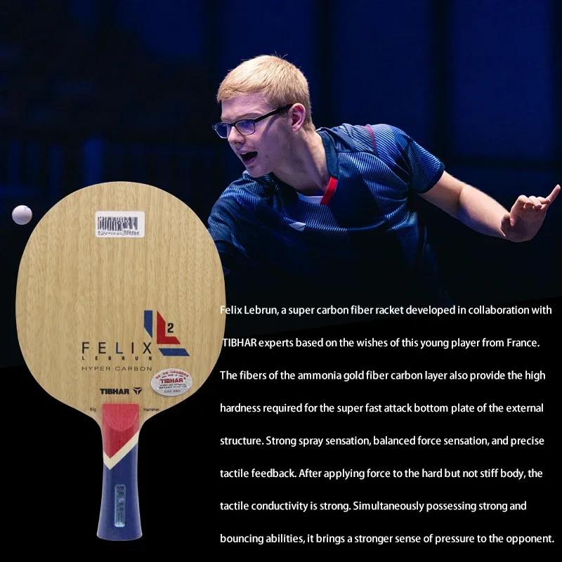 TIBHAR Felix Alexis OFF Table Tennis Blade with Built-in Hyper Carbon Fiber 7-Ply Offensive Ping Pong Paddle Fast Attack Loop