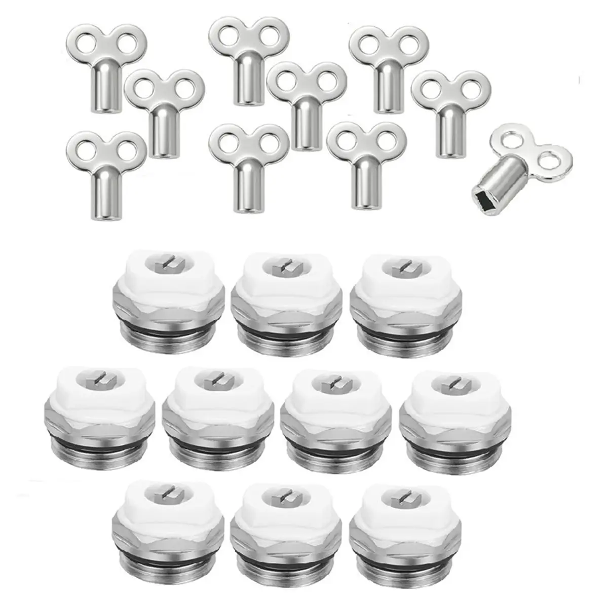 Radiator Bleed Valve, Radiator Bleed Valve 1/2 Inch with 5 Bleed Keys, Copper Heating Valve, Heating Exhaust Wrench