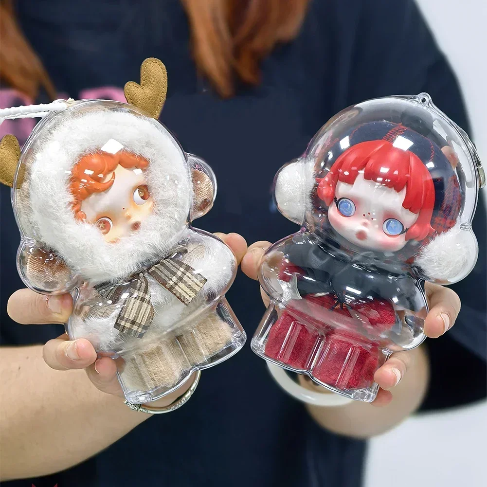 เคสโปร่งใสสําหรับ Skull Panda การเคลื่อนไหวฤดูหนาวสําหรับตุ๊กตา SP แบบพกพากล่องเก็บสายเคเบิล