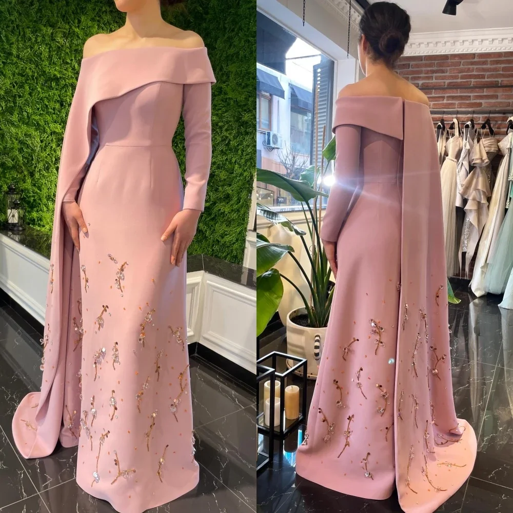 Custom JDY Draped Heavy Handmade Beaded Evening Wear Bodysuit Off Shoulder Custom Occasion Evening Gown Long Dress