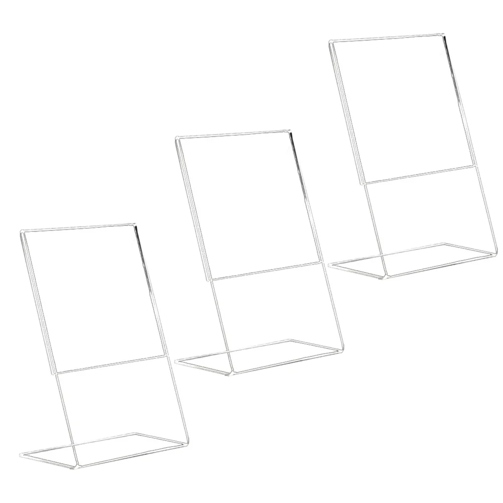 3 Pcs Table Stand Acrylic Label Holder Display Shelves Desktop Photo Rack Shelf