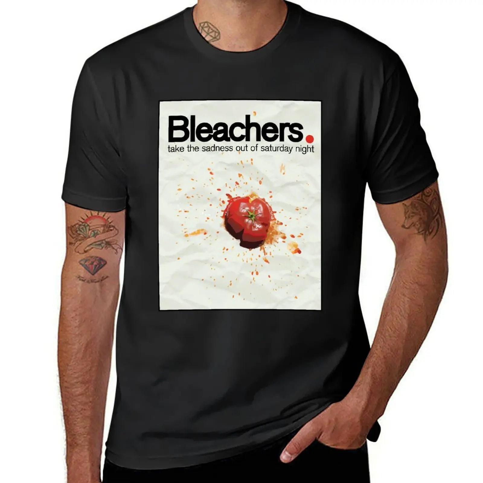 Bleachers | Take the Sadness Out of Saturday Night Tomato Splat Design T-Shirt new edition summer top mens tall t shirts