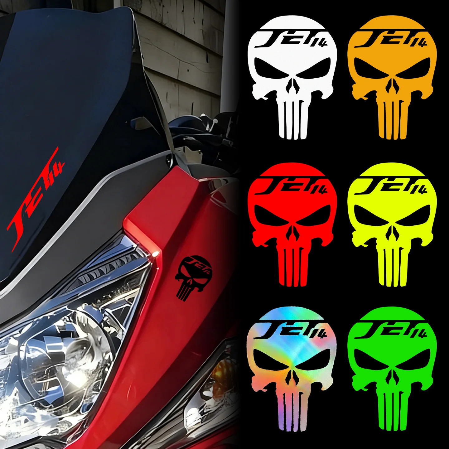 For SYM Jet 14 JET14 EVO 50 125 200 2 PCS Skull Reflective Motorcycle Stickers Moto Scooter Body Helmet Vinyl Accessories Decals