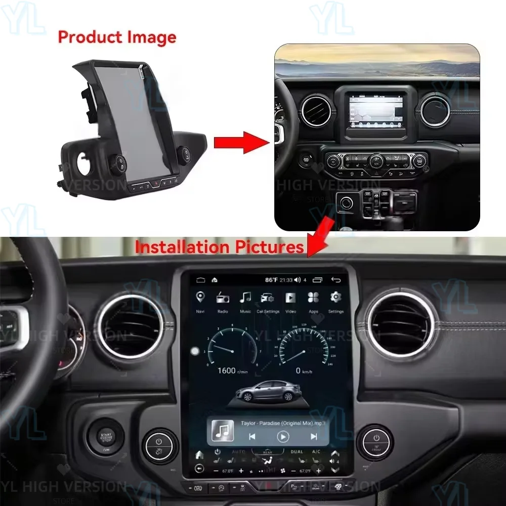 YANFU Car Radio Carplay Android 13 For Jeep Wrangler JL Gladiator JT 2018-2023 GPS Navigation Multimedia Player Head Unit BT 4G
