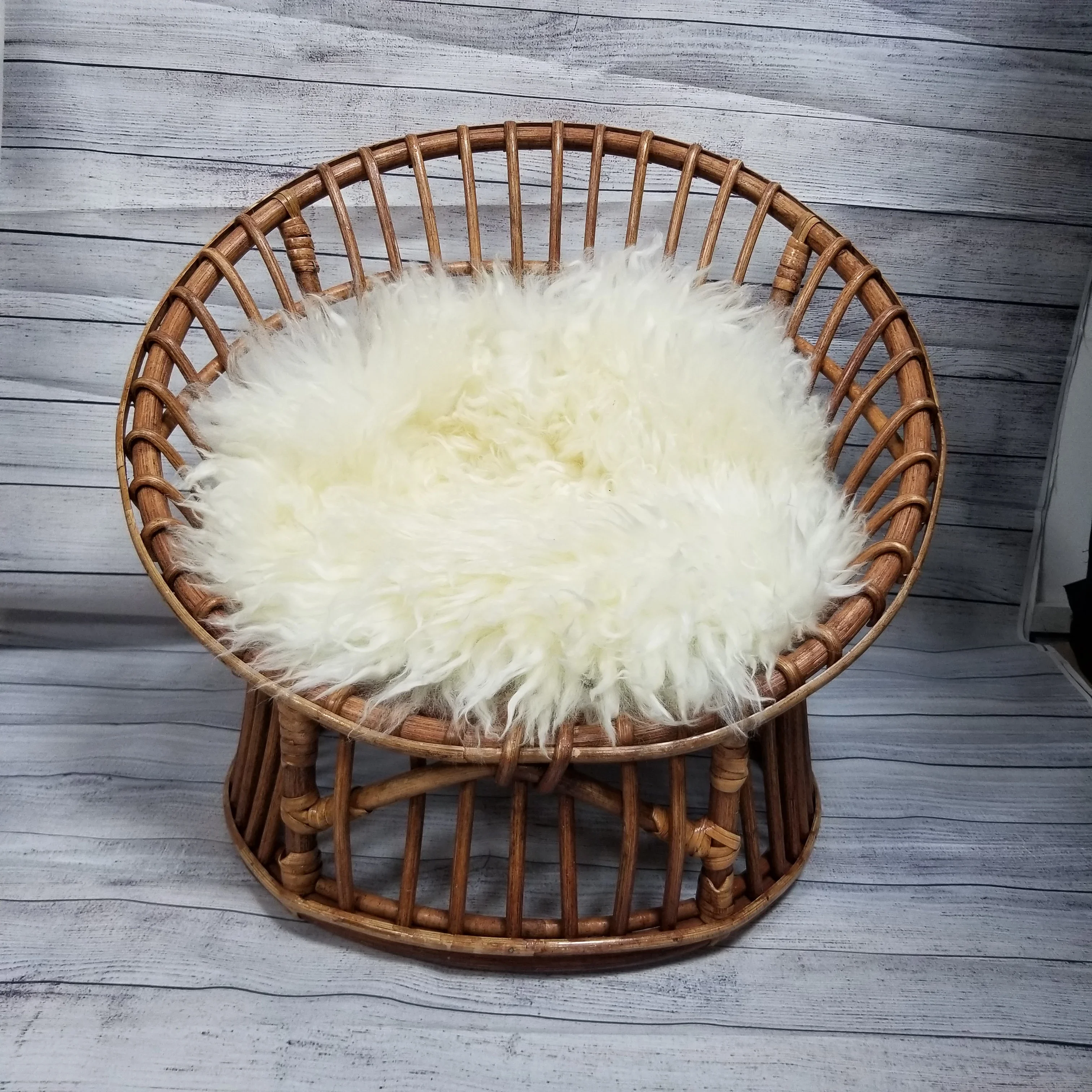 Newborn Photography Props Baby Retro Handmade Round Bamboo Chair Rattan Bed Sofa Baby Photography Accessories Photo Props