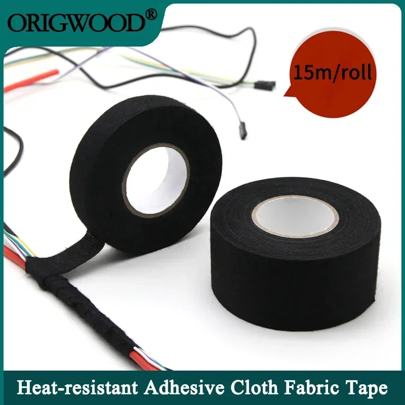 1/3/5 roll Heat-resistant Adhesive Cloth Fabric Tape 9-50mm For Automotive Cable Tape Harness Wiring Loom Electrical Heat Tapes