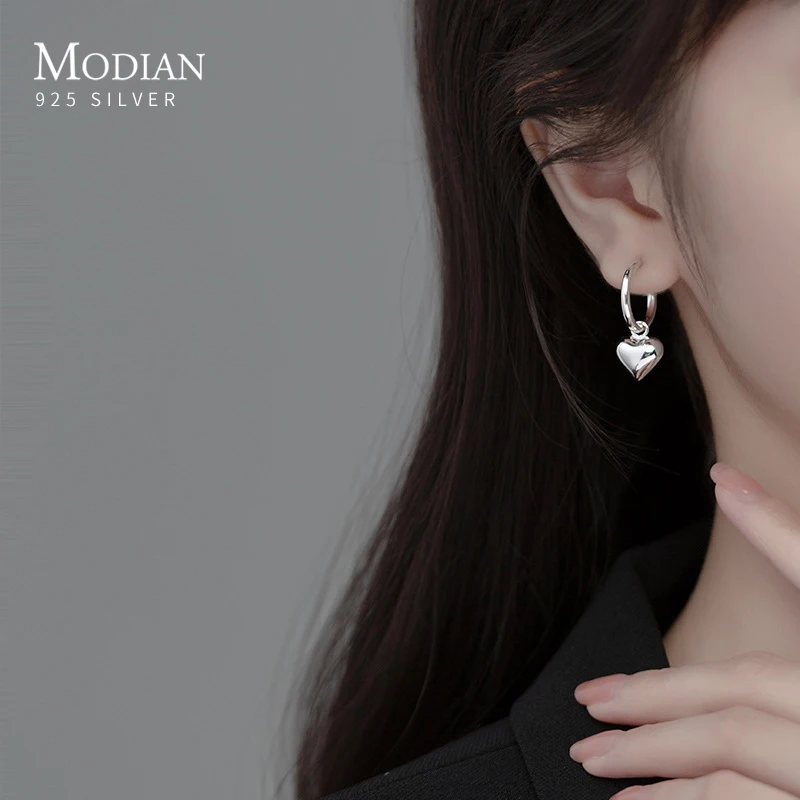 Modian 925 Sterling Silver Romantic Hearts Drop Earrings Classic Wedding Gold Color Dangle Earring For Women Fine Jewelyr Gifts