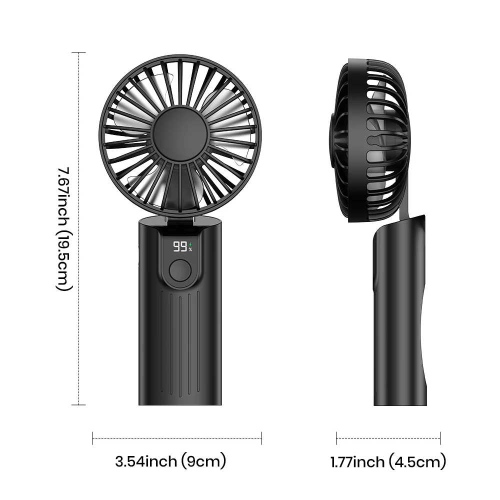 TOPK 미니 휴대용 선풍기 USB 충전식 휴대용 선풍기, 소형 포켓 선풍기, 랜야드 및 베이스, 접이식 USB 데스크 선풍기, 3 단 속도, 5000mAh