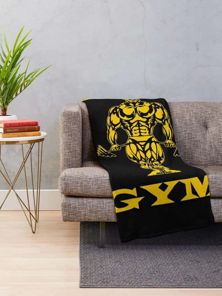 Gold Gym Logo Throw Blanket Soft Big Bed linens Decoratives manga Blankets