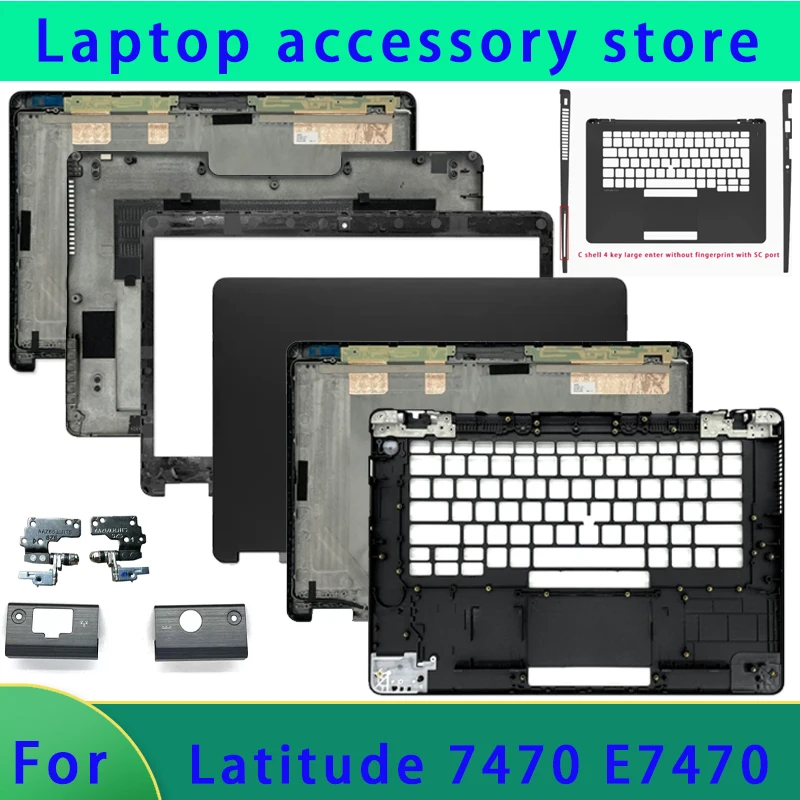 Non Touch Compatible with Latitude 7470 E7470 Laptop LCD Screen Top Cover, Screen Frame Palm Rest Hinge Bottom Shell Hinge Cover
