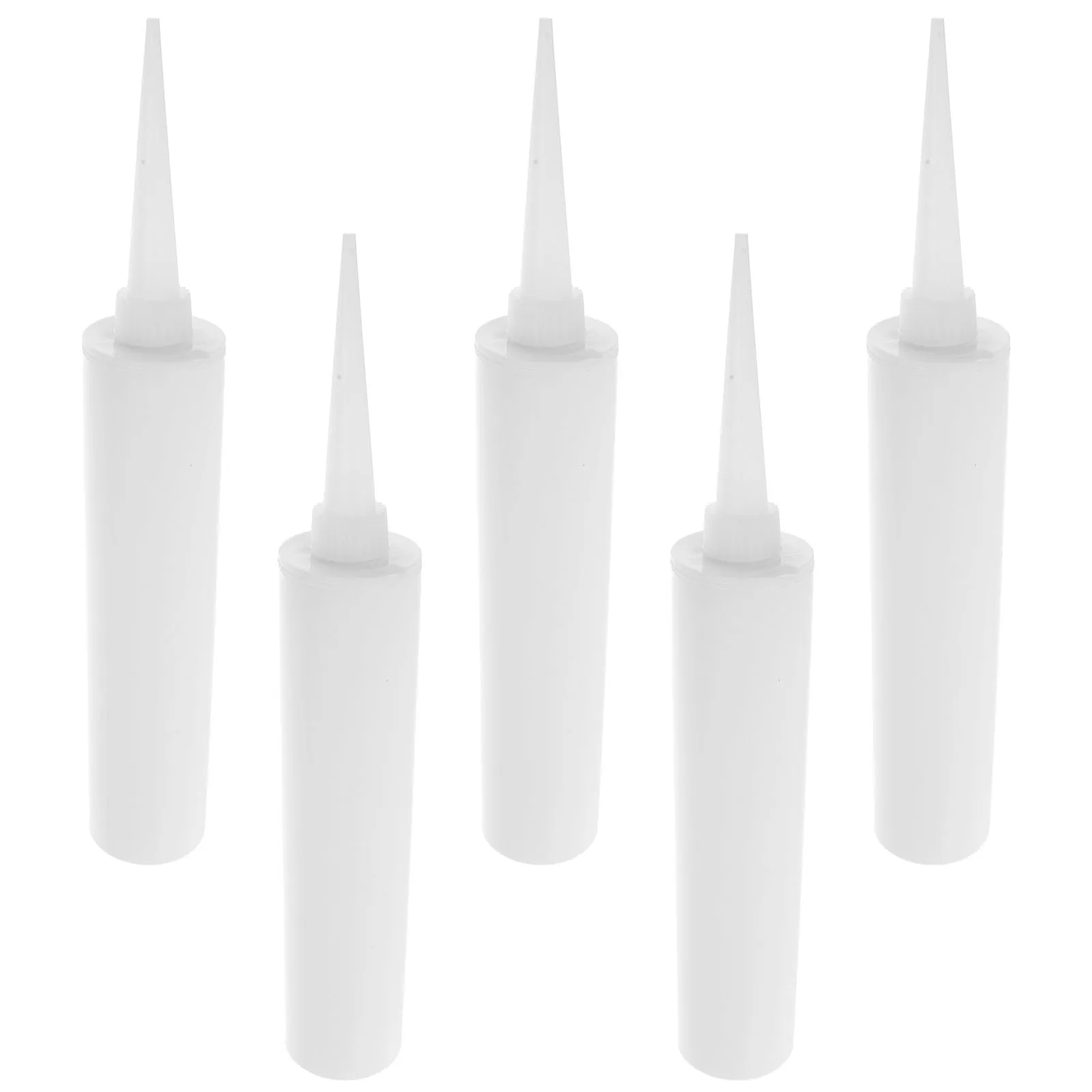 

5pcs Empty Tubes 300ml Large Diameter White Refillable Reusable Caulking Grout Applicator Tool Sealant Hardware