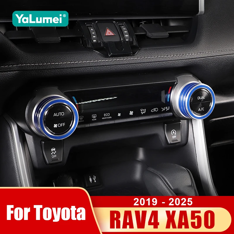 For Toyota RAV4 2019 2020 2021 2022 2023 2024 2025 XA50 Hybrid Car Air Condition Switch Knob Ring Cover Decoration Accessories