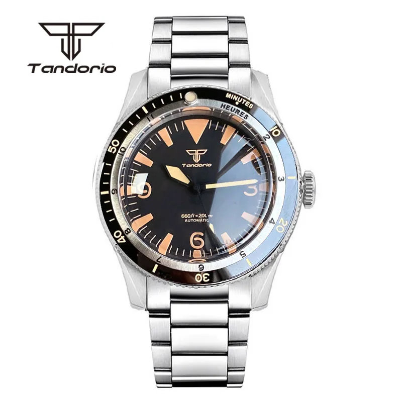 

Tandorio Domed Sapphire Crystal Mechanical Automatic Men's Dive Watch NH35 PT5000 Movt Luminous 20Bar Wristwatch 120 Click Bezel