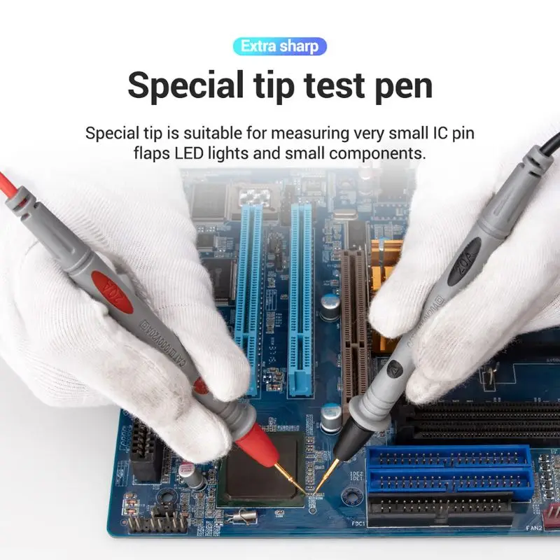 Practical Multimeter Test Leads 1000V 20A PT1032 Silicon Wire Pen Cable with Thin Tip Needle Clip for Industry