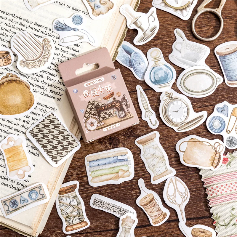 45Pieces Box Mini Stickers Tailor Shop Decoration tailor Material School backing Supplies Backing Scrapbooking 4CM