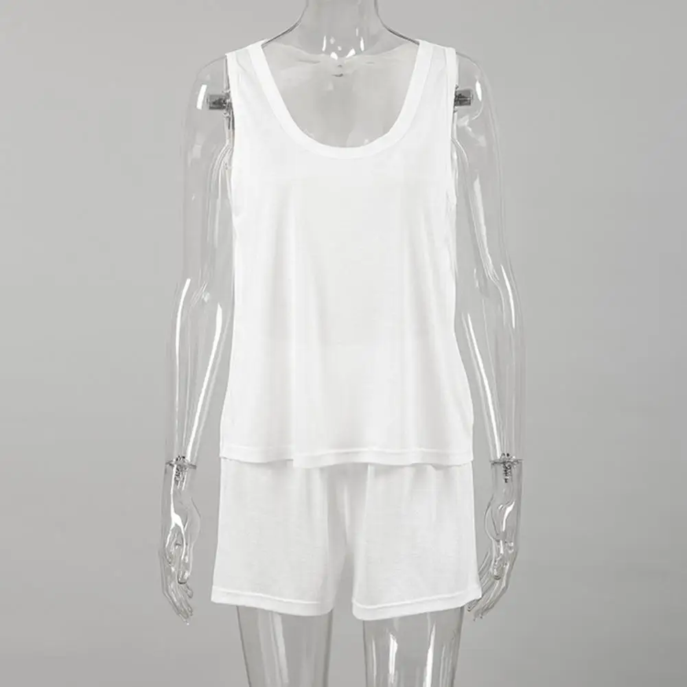 Fashionable Women Sleepwear Set Summer Pajamas Set for Women O-neck Tank Top with Shorts Sleepwear Set Sexy for Ladies for Body