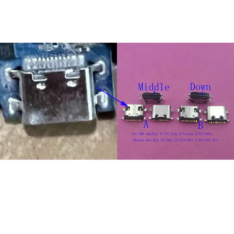 2-50Pcs USB Type C Dock Charging Charger Connector Plug For Duoqin Duo Qin F21 2 Pro 1S+ 1S Plus Vernee X X1 V2 Umidigi F1 Play