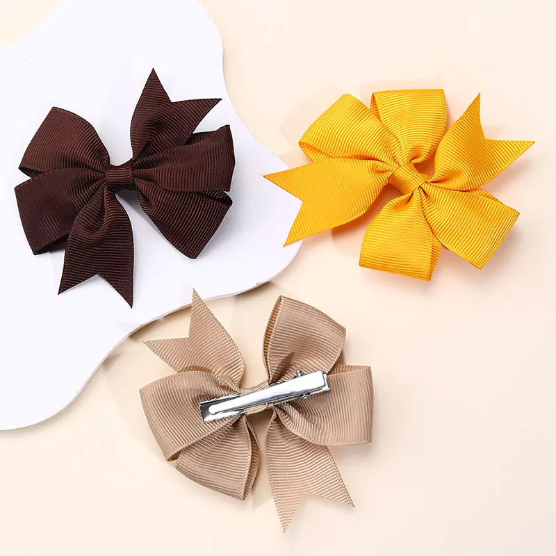 10Pcs Grosgrain Ribbon Bows Hair Clip Girls Hairpins Children Hairpin Boutique Barrettes Headwear Kids Hair Acesssories