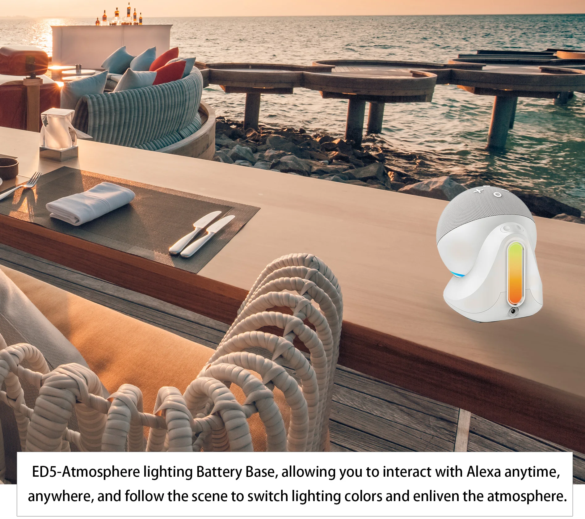 Echo Dot 5th Gen Battery Base Atmosphere Lighting ED5 10000mAh شاحن محمول قوة البنك لمحطة إرساء مكبر الصوت Alexa