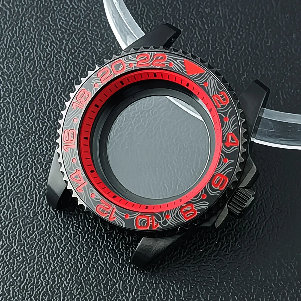 GMT-Gehäuse 40,5 mm mit innerem Schatten, NH35-Carbonfaser-Lünette, geeignet für 20-mm-Armband, 28,5-mm-Zifferblatt, NH34/NH35/NH36-Uhrwerke