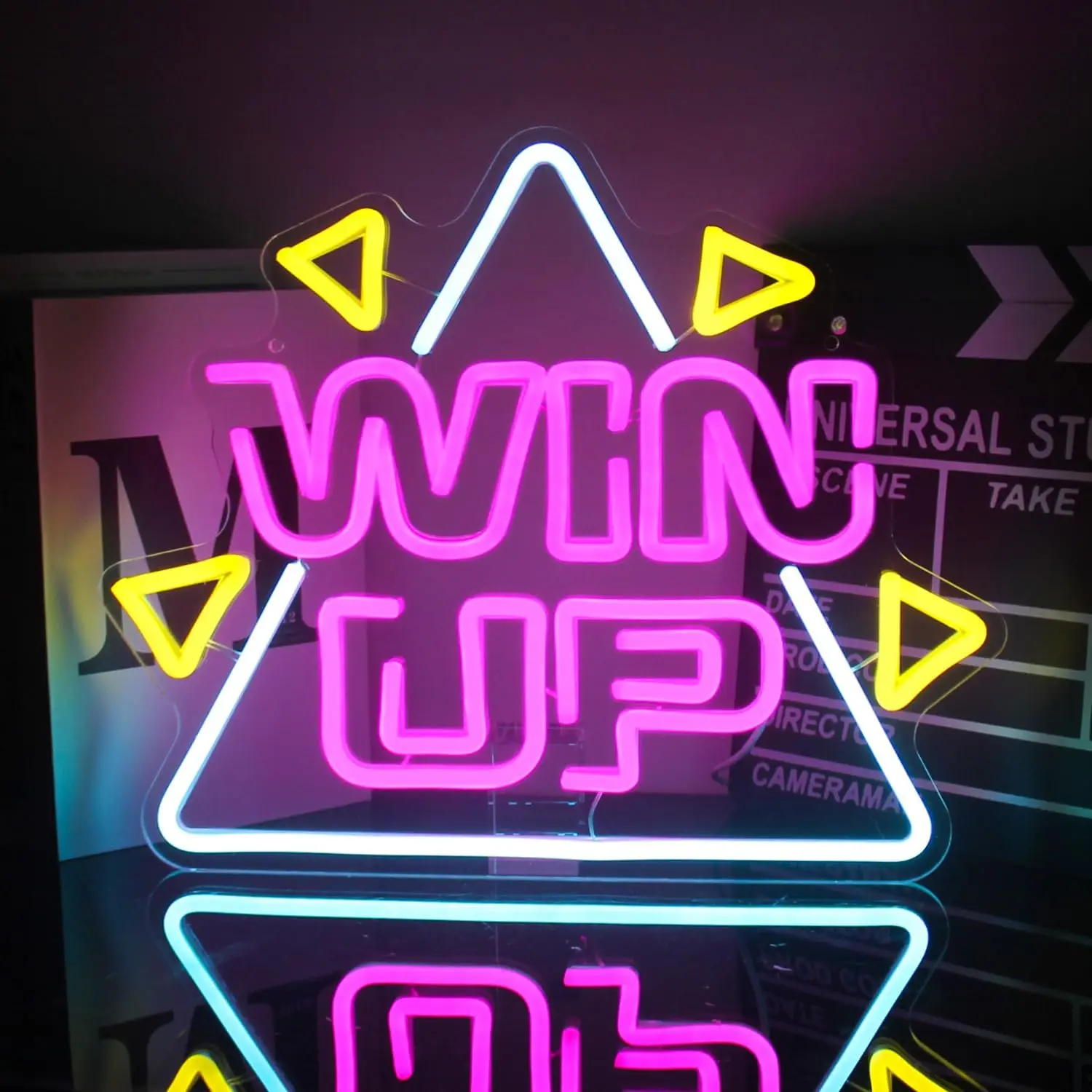 

Win Up LED Neon Sign for Wall Decor Game Pink Blue Gaming Dimmable 5/12V USB Powered Night Light Game Room Decor Gamer Gifts