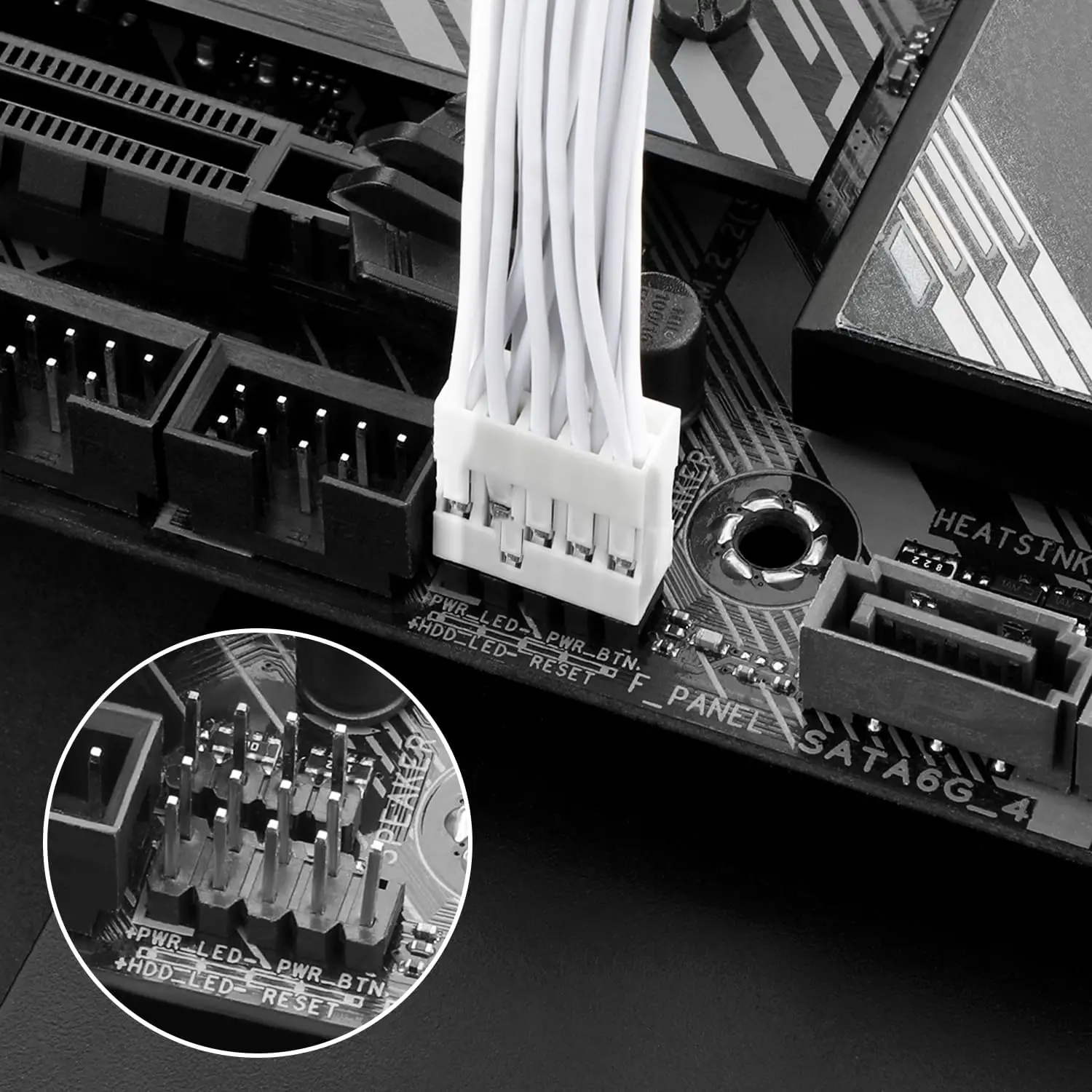 PC Power Switch Splitter, 9 Pin Motherboard Jumper Splitter 1 Female to 2 Male Adapter for Power SW, Reset SW, Power LED, HDD