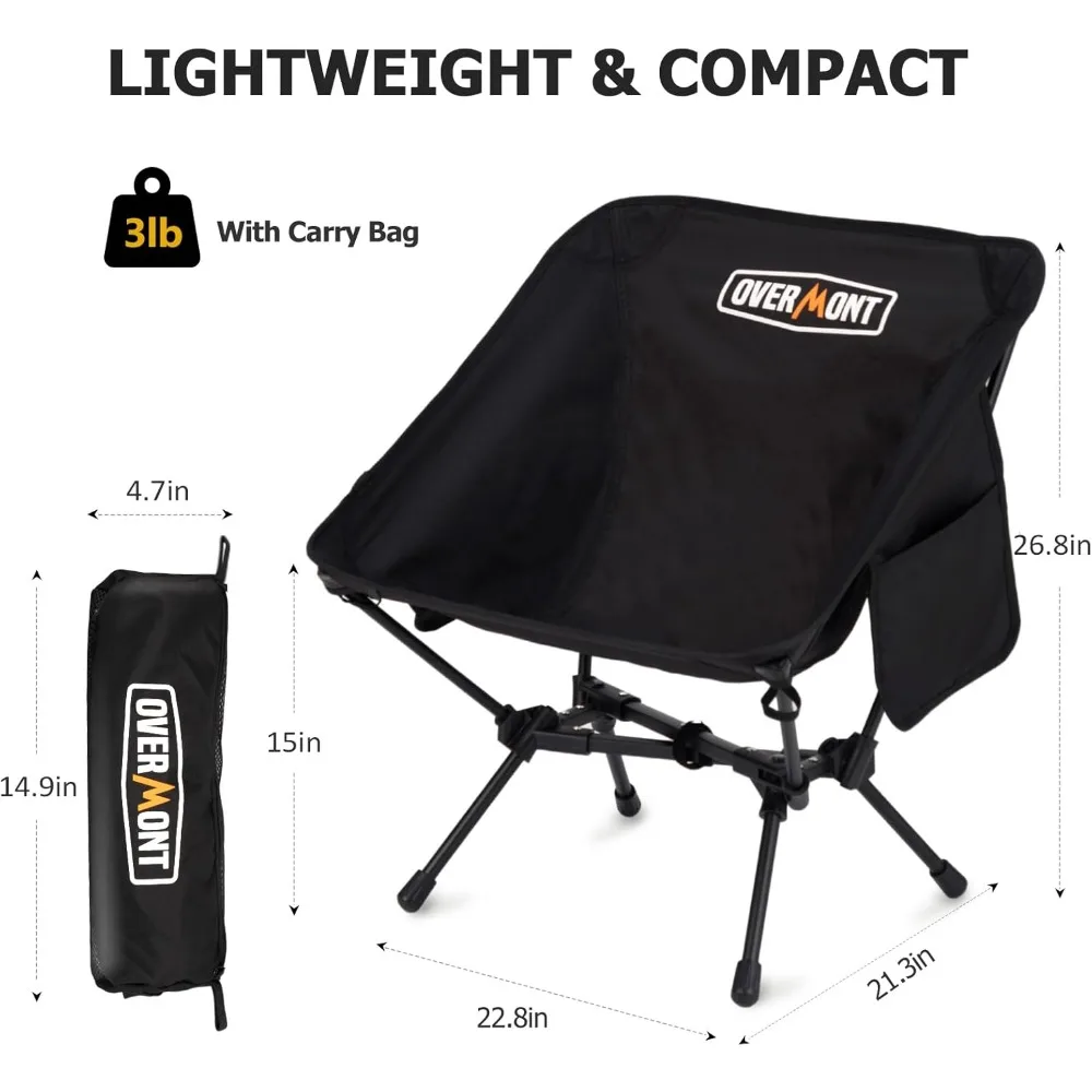 Kursi Camping Portabel Ultralight - Kursi Lipat Ringan untuk Backpacking, Mampu Menahan Beban hingga 330Lbs, Kursi Pantai Kompak