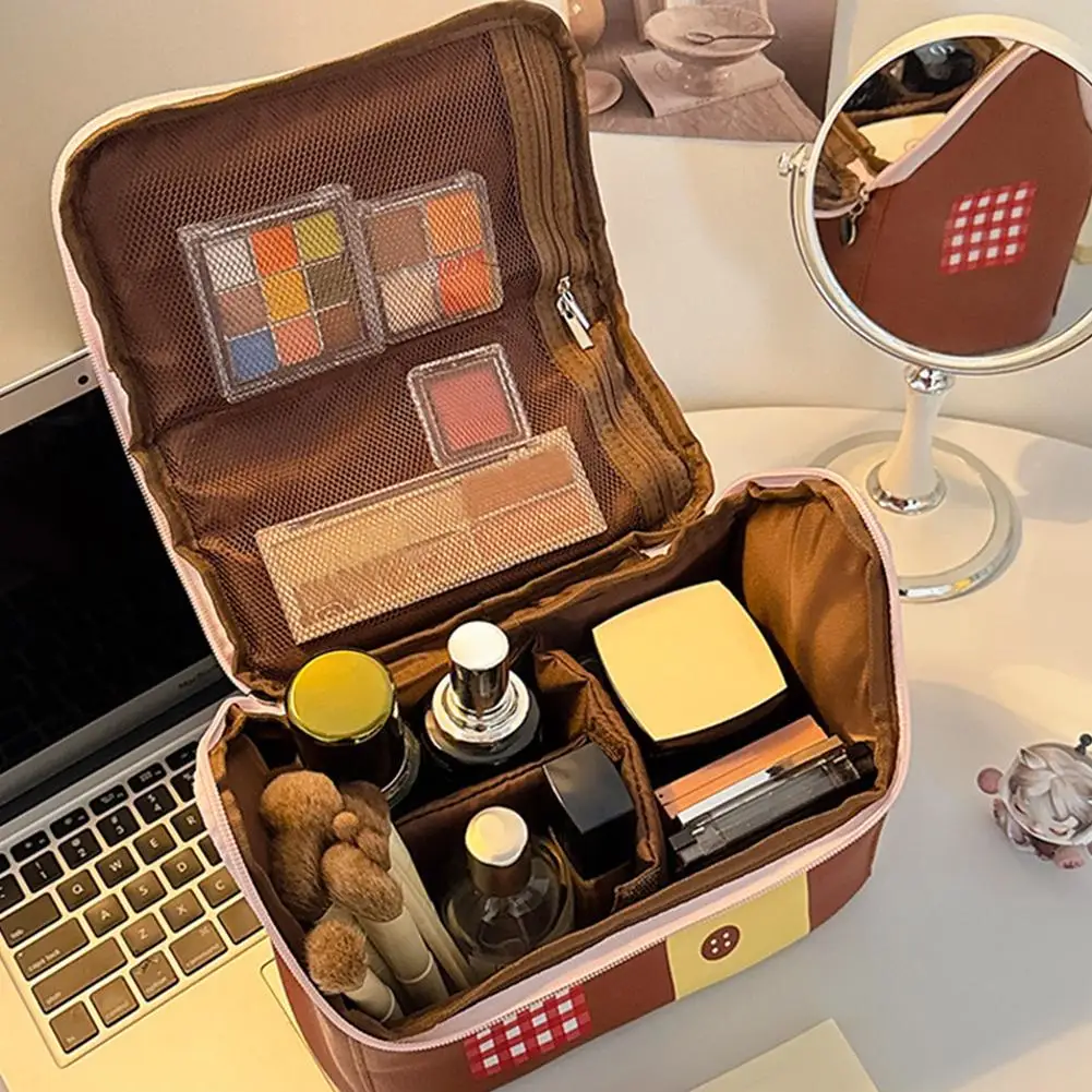 المحمولة منزل على شكل حقيبة تخزين مستحضرات التجميل حقيبة يد نسائية مقاوم للماء حقيبة أدوات الزينة المحمولة ذات سعة كبيرة حقيبة أدوات الزينة 2026 #2