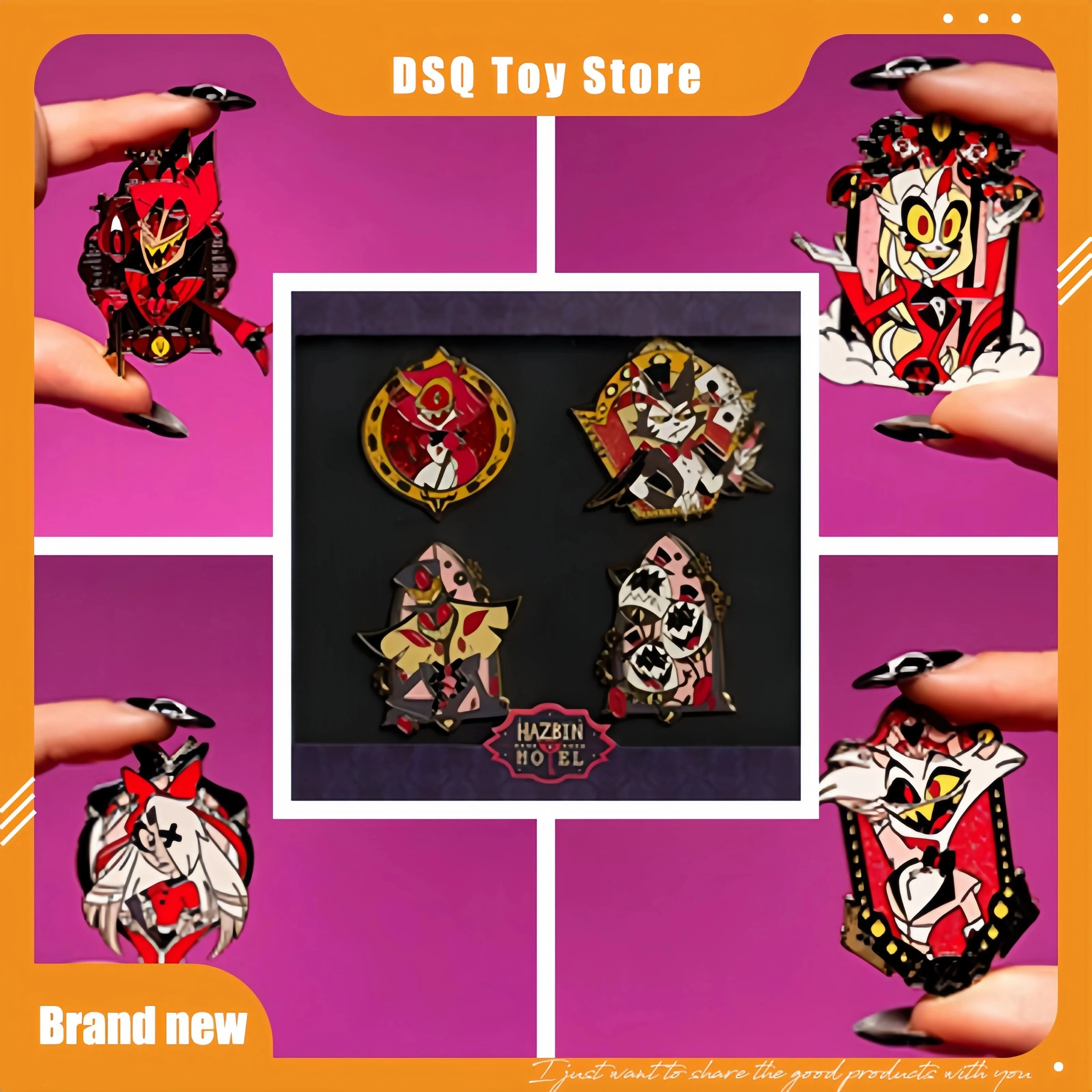 

Genuine Spot Hazbinhotel Hell Inn Alastor Characters Badges Brooch Personalized Trendy Collection