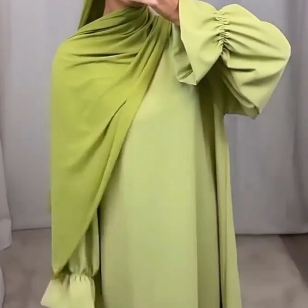 

Ramadan Abaya with Scarf Dress Eid Djellaba Muslim Women Islam Clothing Kebaya Caftan Marocain Femme Robe Turkey Kaftan Vestido