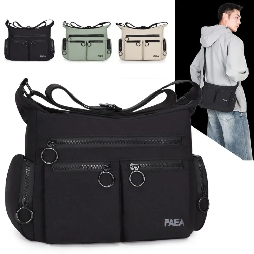 New Multi-pockets Men's Crossbody Bag Large Capacity Adjustable Shoulder Strap Single Shoulder Bag Waterproof Casual Bag Travel