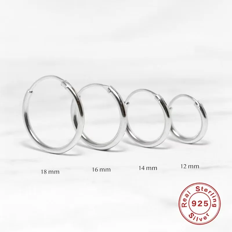 925 Sterling Silver 18ＫGold Simple style Plated Hoop Earring For Women and Man Fine Jewelry 1.2MM Fashion 10-20MM For Lady Gift