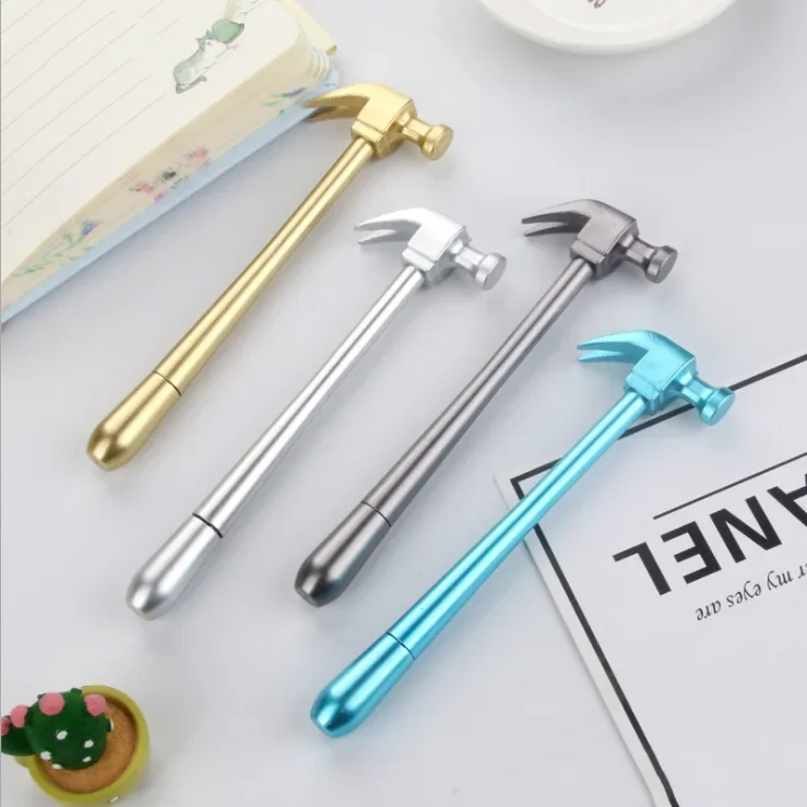 4 Pcs Hammer Gel Pen Cartoon Creative Stationery Simple Black Water-based Pen Student Stationery Halloween Christmas Gifts