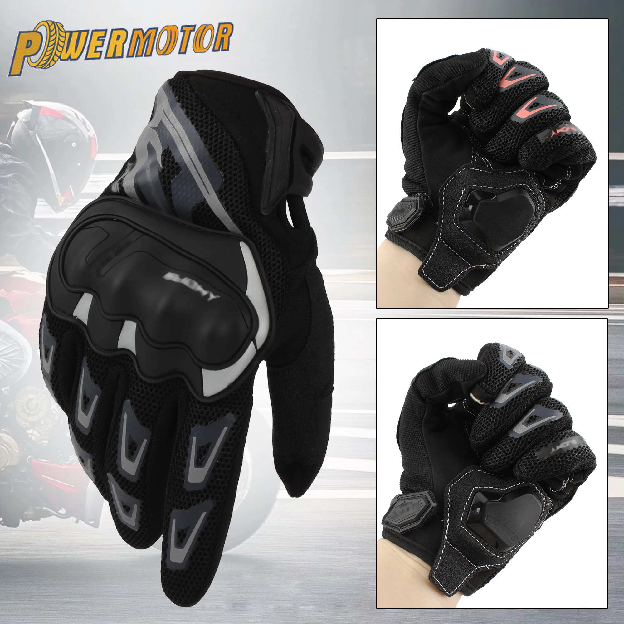 

Powermotor Motorcycle Racing Gloves Mesh Breathable Moto Gloves Motocross Touch Screen Gloves For Men Women Protective Guantes