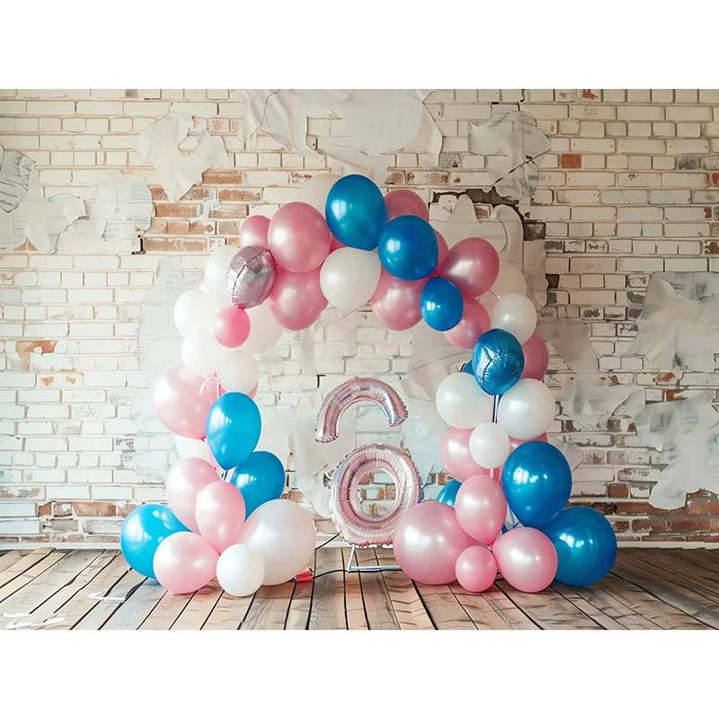 Fondo de fotografía de feliz cumpleaños, muñeco de oso rosa, globo de hidrógeno, Floral, telón de fondo para fiesta de bebé, SR240701